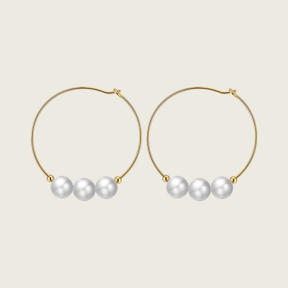 Large Pearl Hoop Earrings