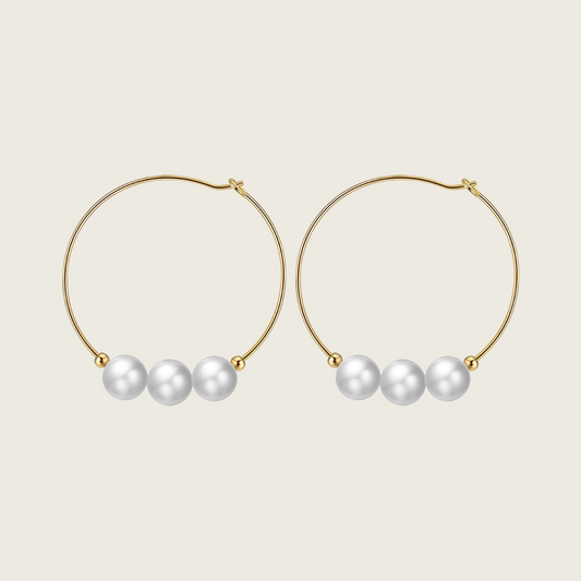 Large Pearl Hoop Earrings