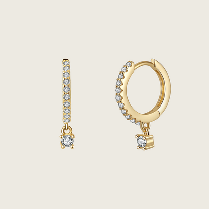 Clear Stone Drop Hoop Earrings