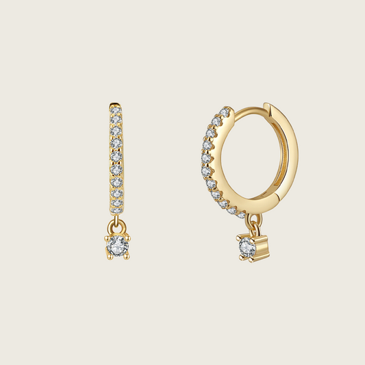 Clear Stone Drop Hoop Earrings