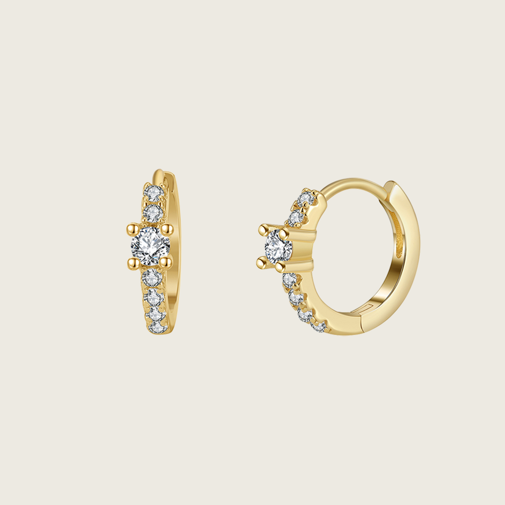 Dainty Clear Stone Hoop Earrings