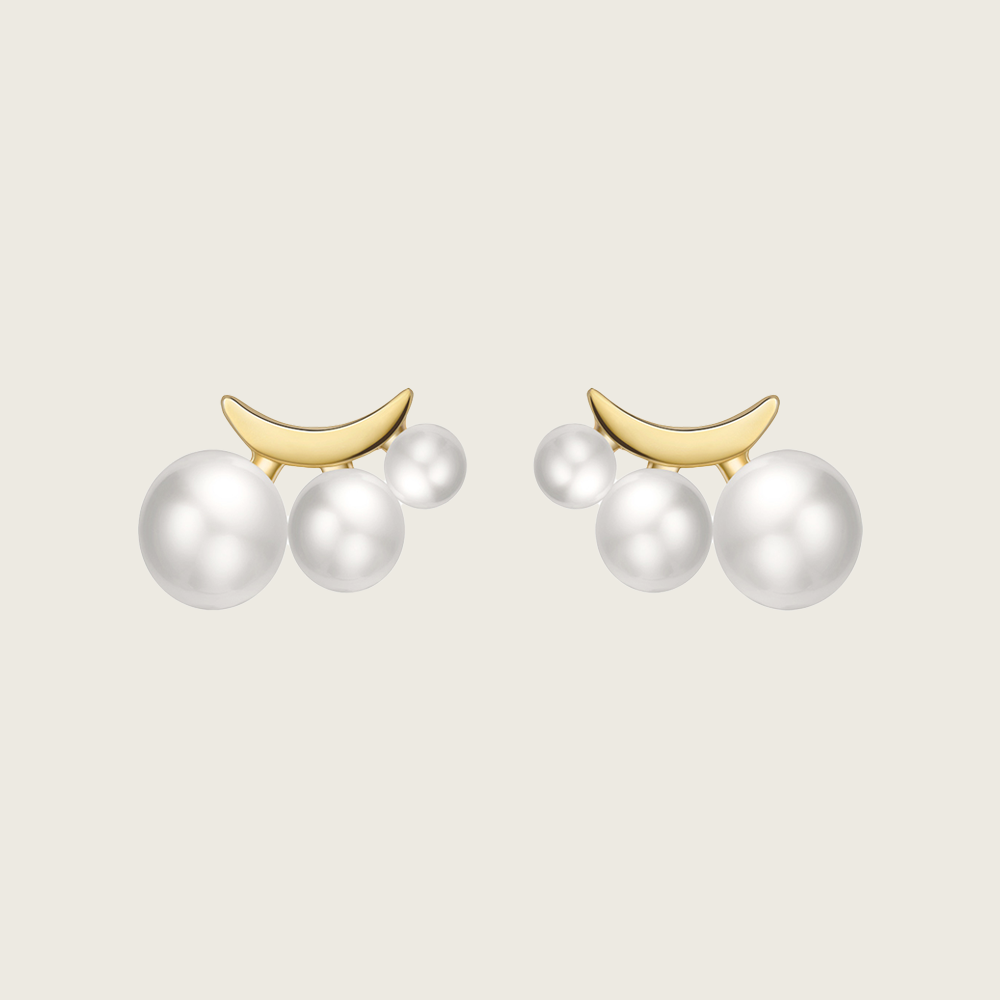 Triple Pearl Stud Earrings