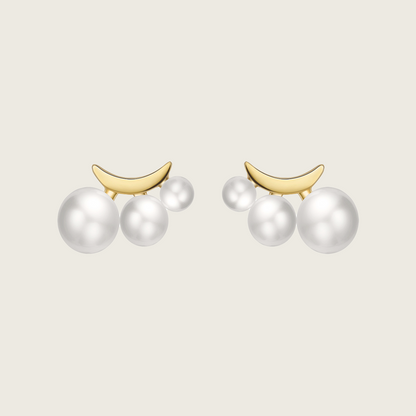 Triple Pearl Stud Earrings