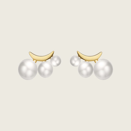 Triple Pearl Stud Earrings