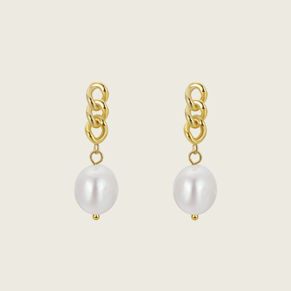 Twisted Hoop Pearl Drop Earrings