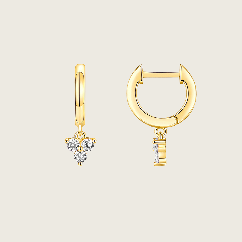 Triple Diamond Hoop Earrings