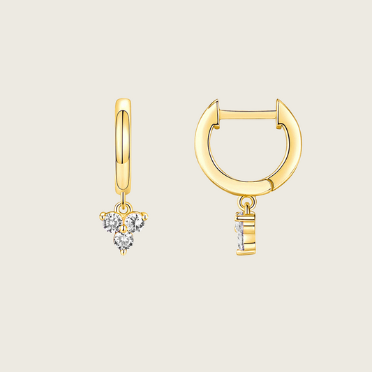 Triple Diamond Hoop Earrings