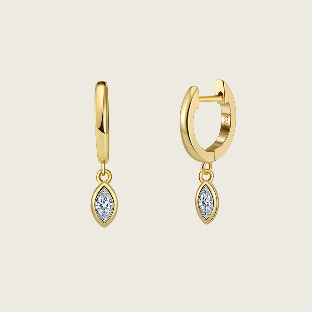 Diamond Drop Hoop Earrings