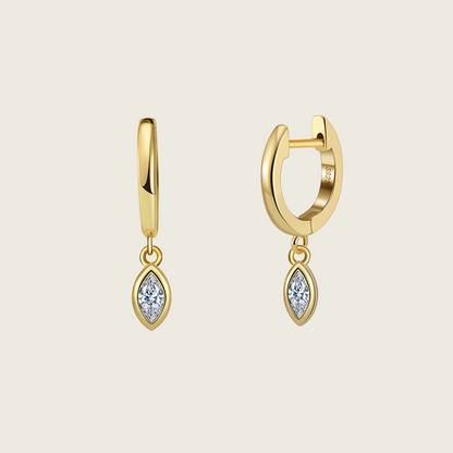 Diamond Drop Hoop Earrings