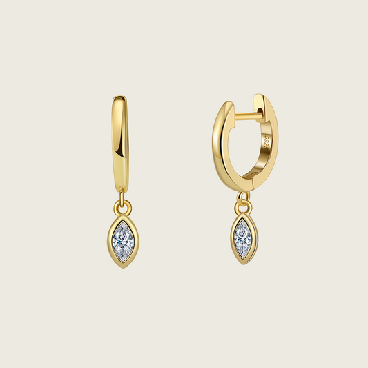 Diamond Drop Hoop Earrings