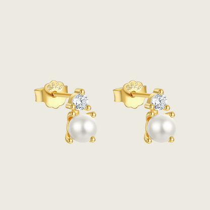 Tiny Crystal Pearl Studs