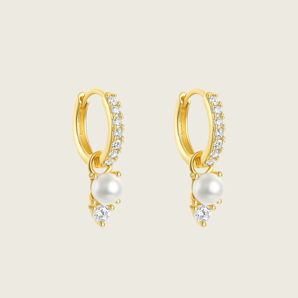 Tiny Crystal Pearl Drop Earrings