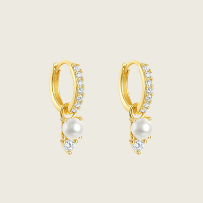 Tiny Crystal Pearl Drop Earrings