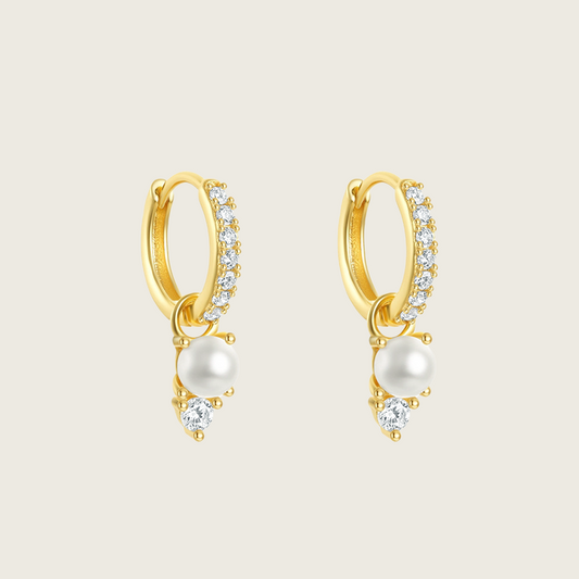Tiny Crystal Pearl Drop Earrings