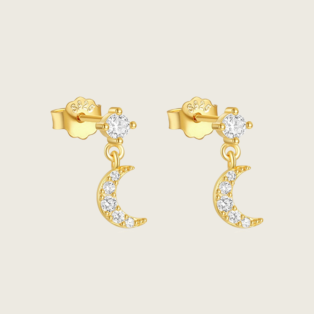 Moon Drop Stud Earrings