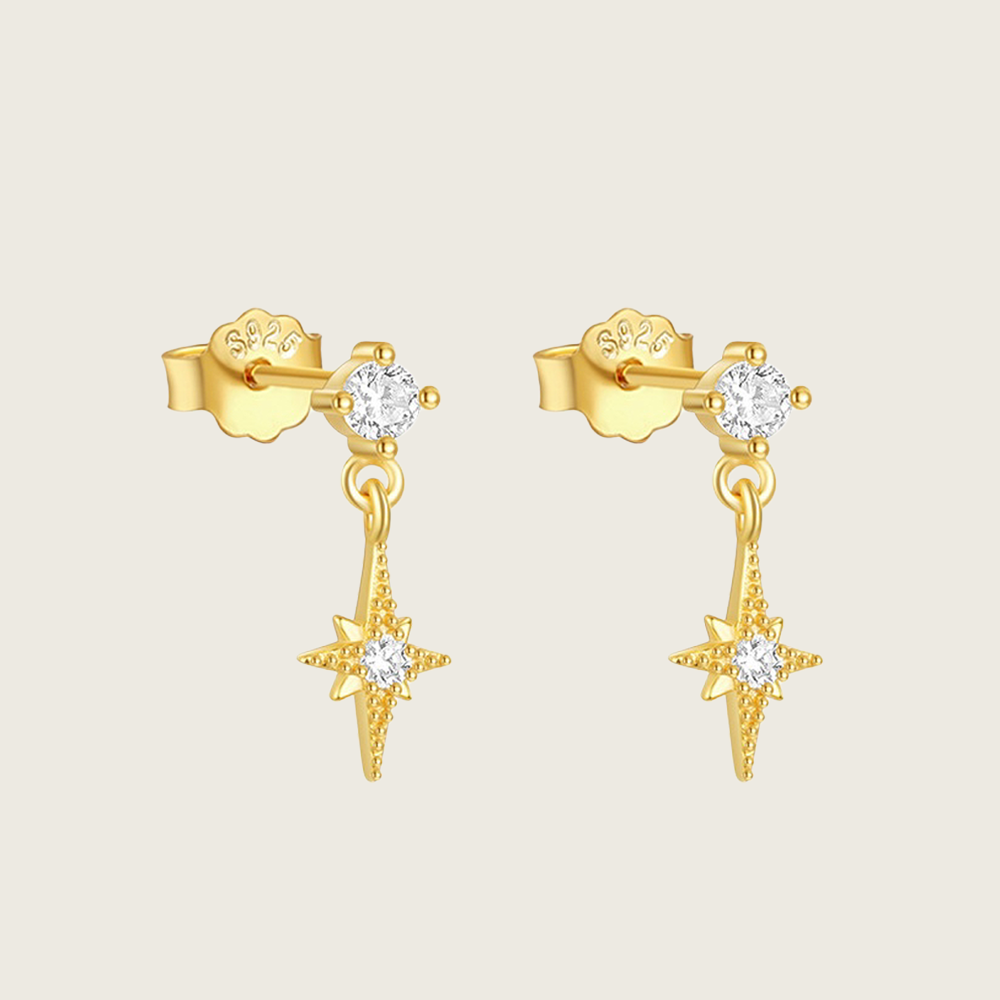 Star Drop Stud Earrings