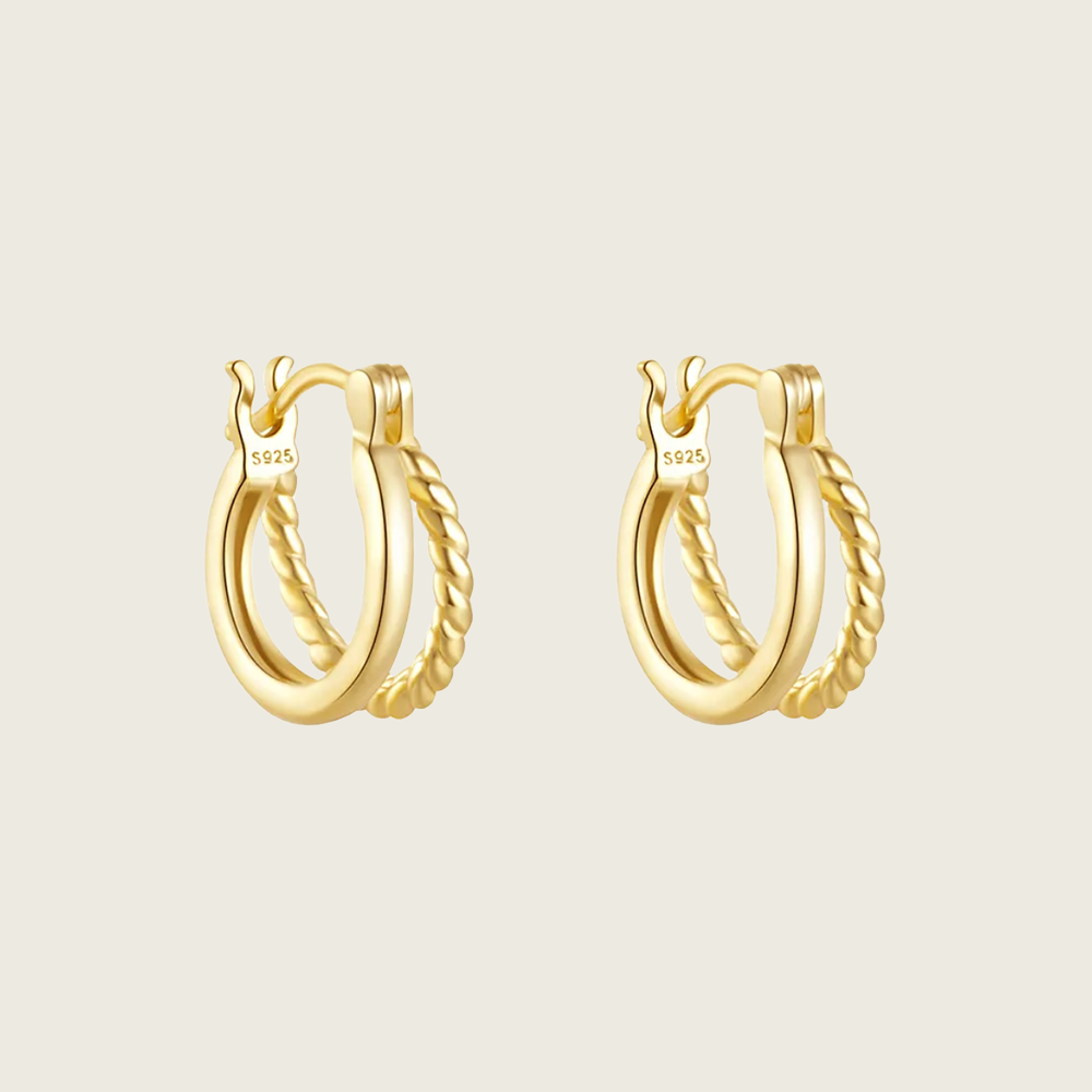 Textured Double Line Hoop Earrings