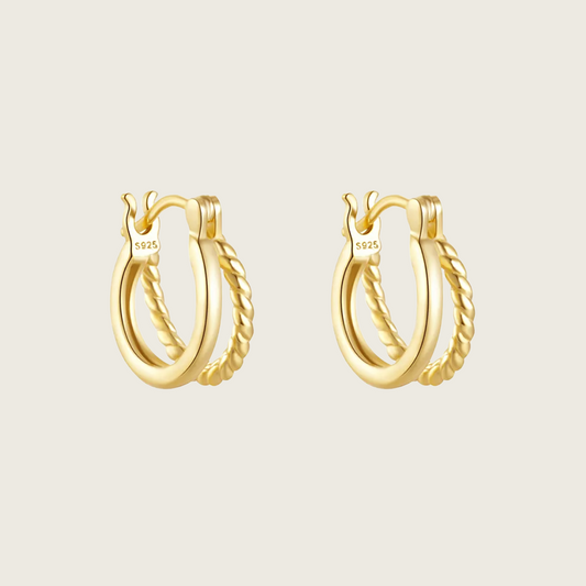 Textured Double Line Hoop Earrings