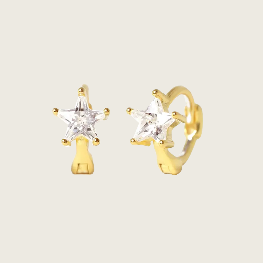 Tiny Diamond Star Hoop Earrings