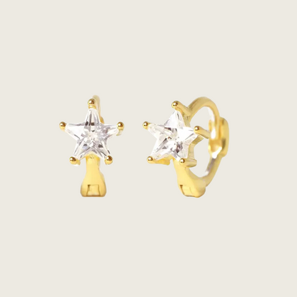 Tiny Diamond Star Hoop Earrings