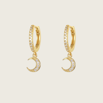 Clear Stone Moon Hoop Earrings