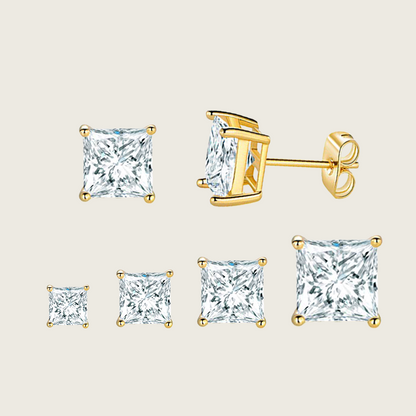 Square Stone Stud Earrings