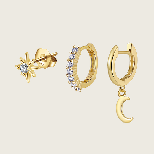 Moon and Star Earring Set