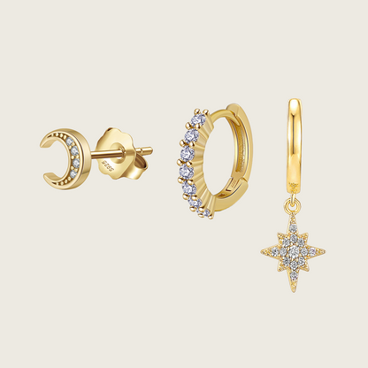 Moon and Star Earring Set