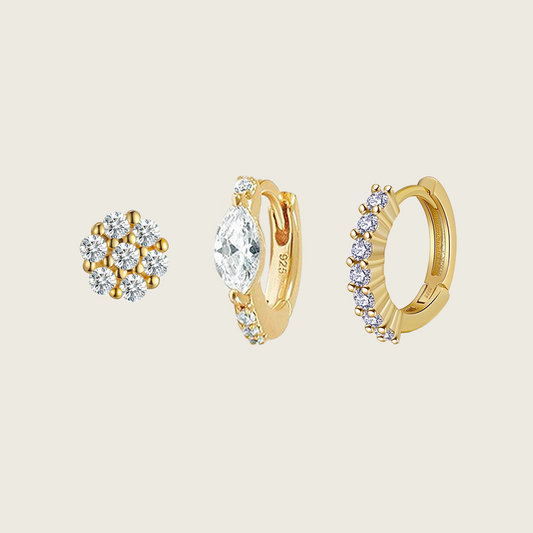 Dainty Flower Stone Earring Set