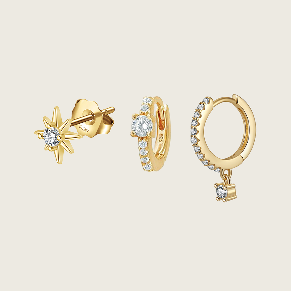 Dainty Clear Stone Earring Set