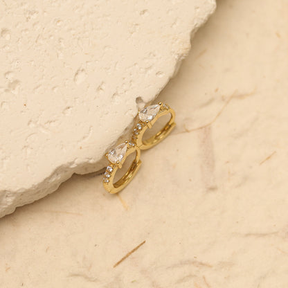 Dainty Clear Stone Hoop Earrings