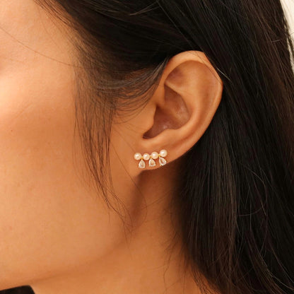 Triple Stone Stud Earrings