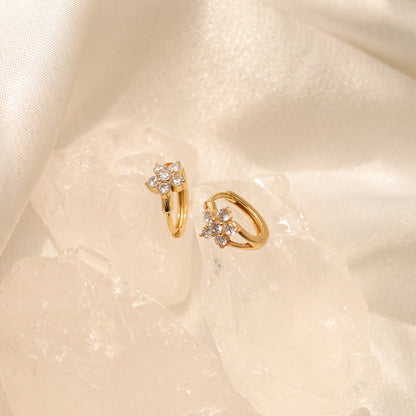 Tiny Floweret Huggie Earrings