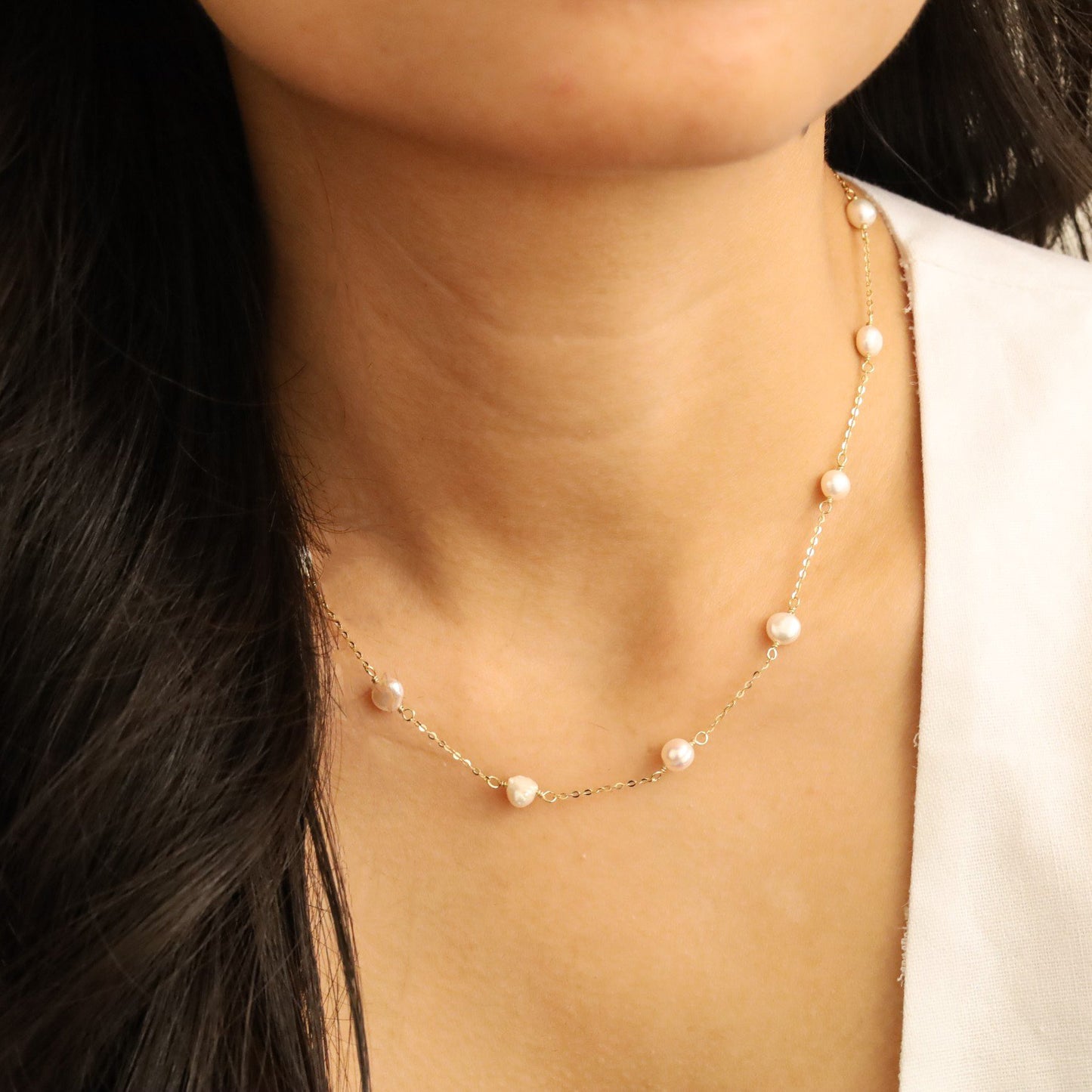 Baroque Pearls Tiny Chain