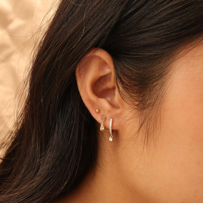 Clear Stone Drop Hoop Earrings