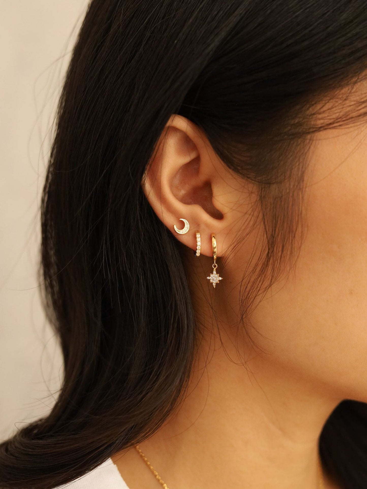Moon and Star Earring Set
