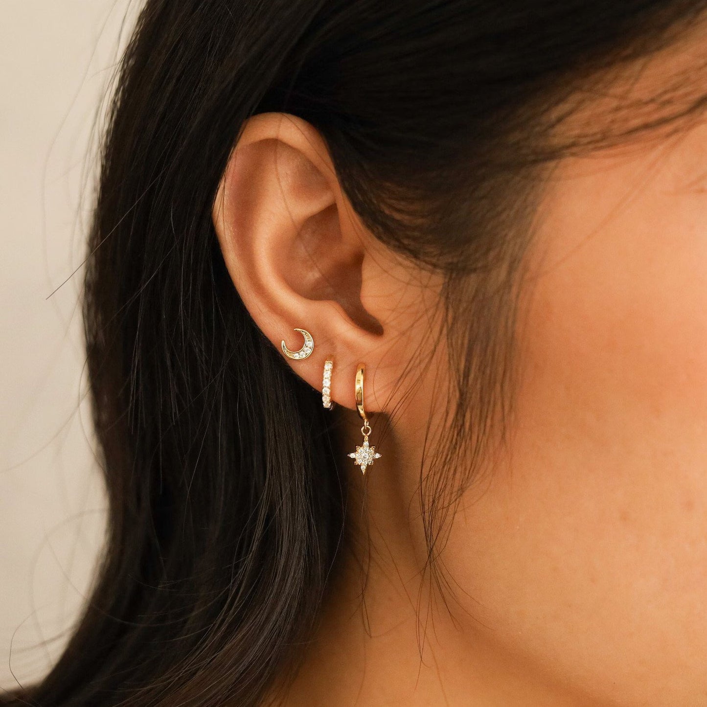 Moon and Star Earring Set