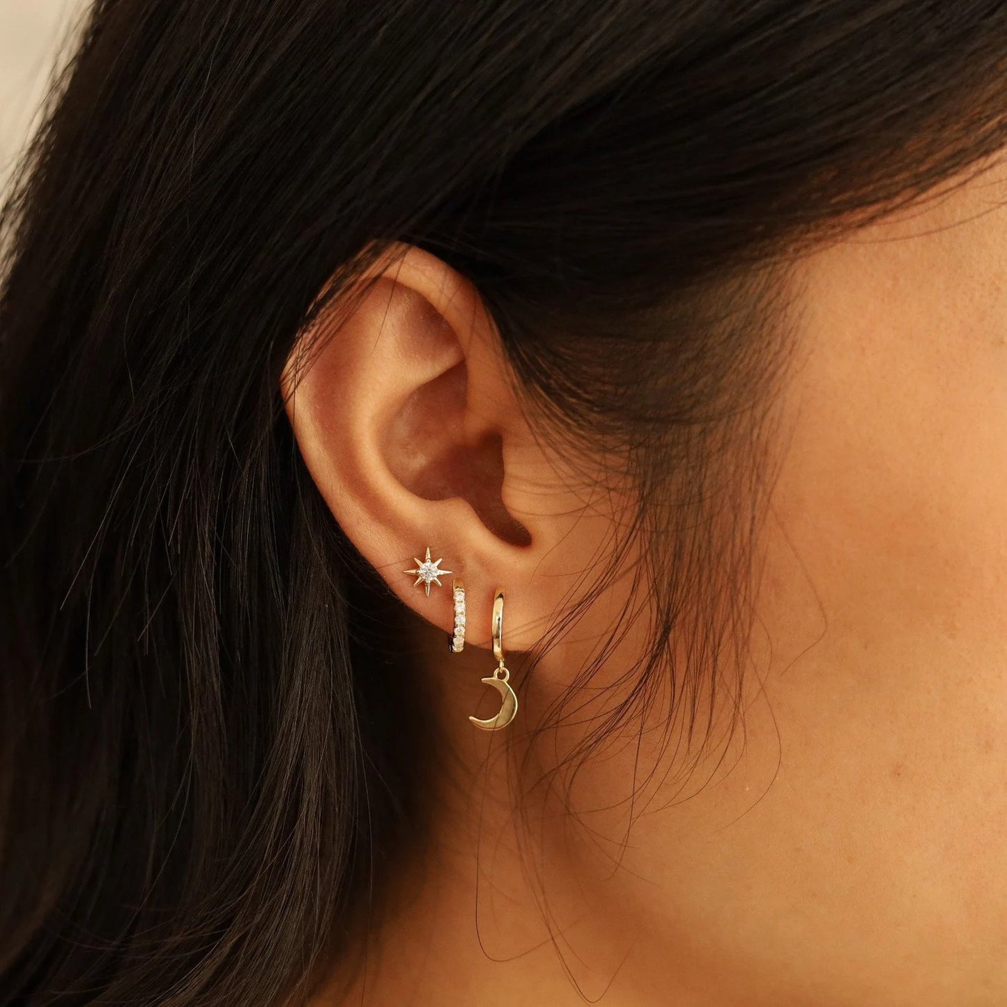 Moon and Star Earring Set