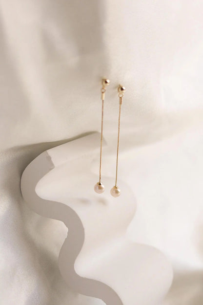 Dangle Single Pearl Earrings