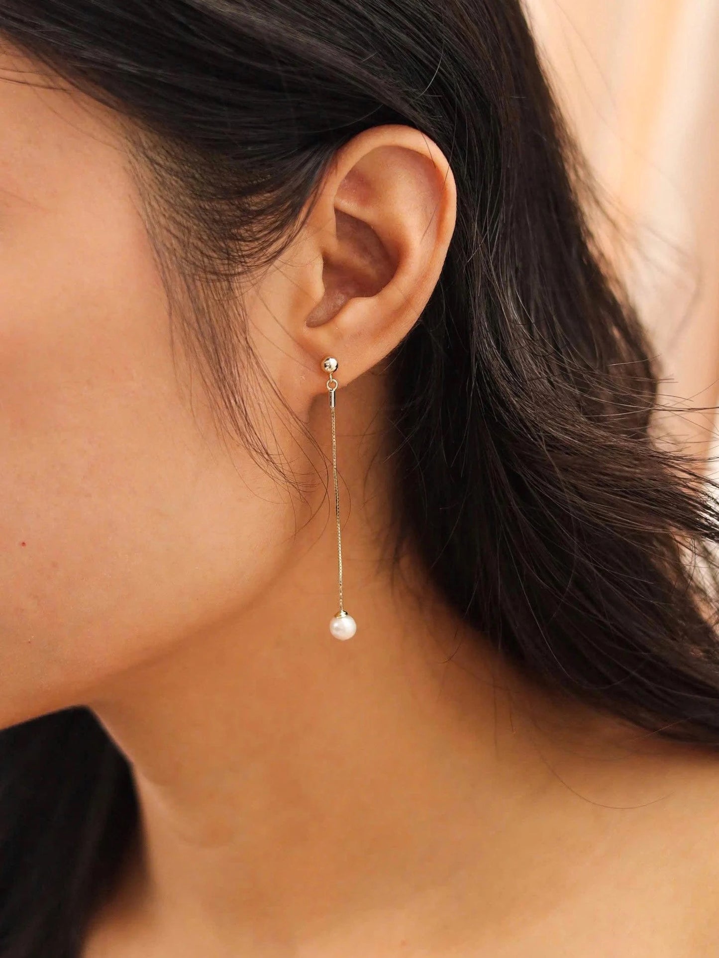 Dangle Single Pearl Earrings
