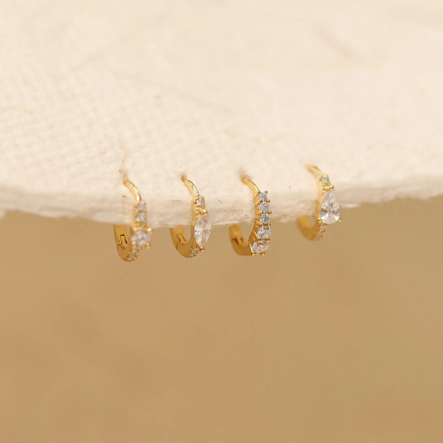 Five Clear Stone Huggie Earrings