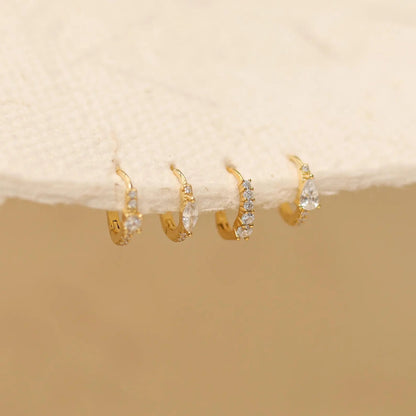 Five Clear Stone Huggie Earrings