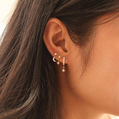 Triple Moon and Star Earring Set
