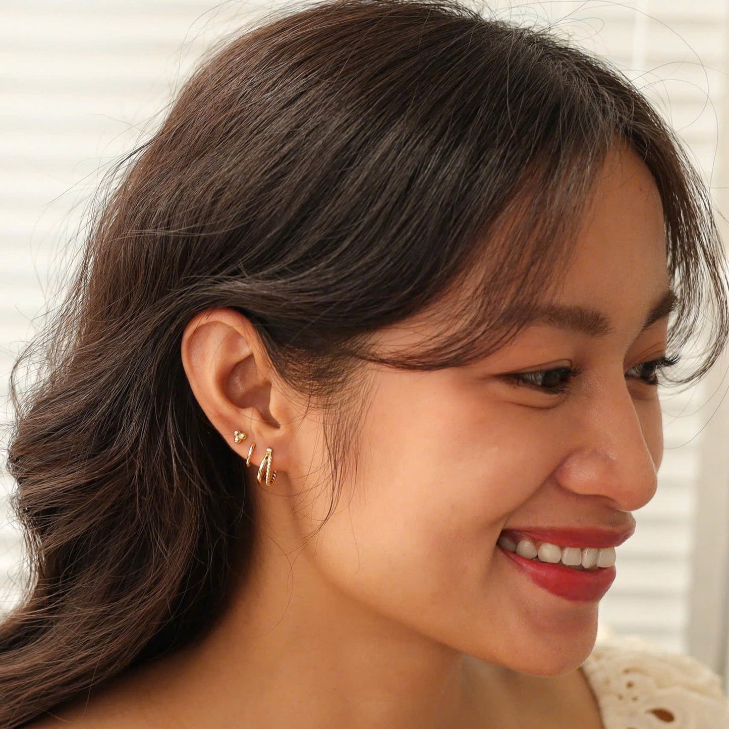 Textured Double Line Hoop Earrings