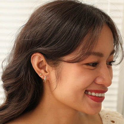 Textured Double Line Hoop Earrings